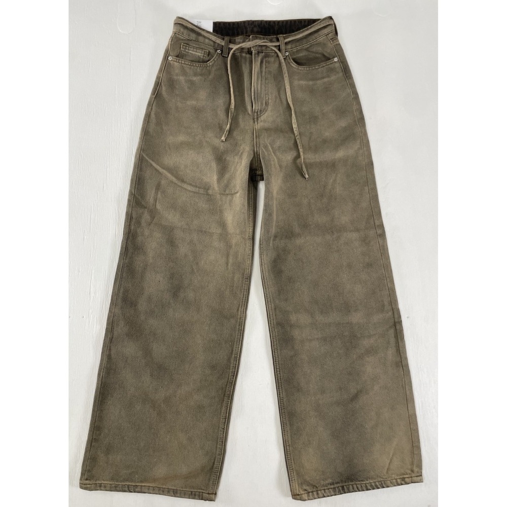 New H&M Baggy Jeans Wide Leg Baggy Mid Waist Denim Size US Size 4‎ Washed Brown
